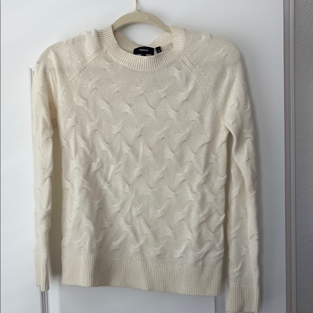 Theory Cream Cable Knit Sweater
